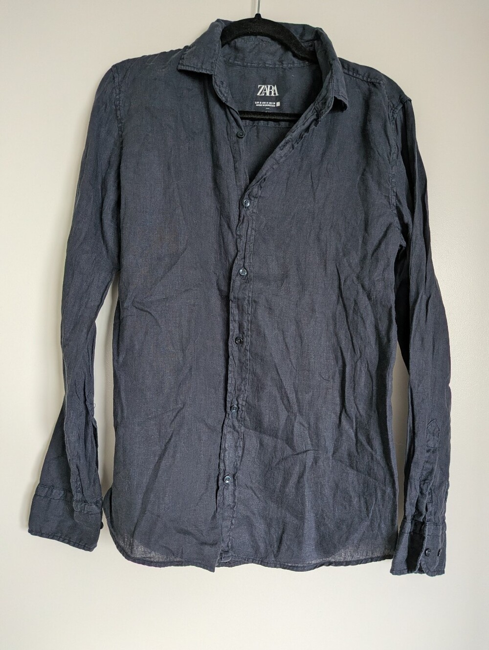 Zara 100% Linen Navy Button Up Overshirt